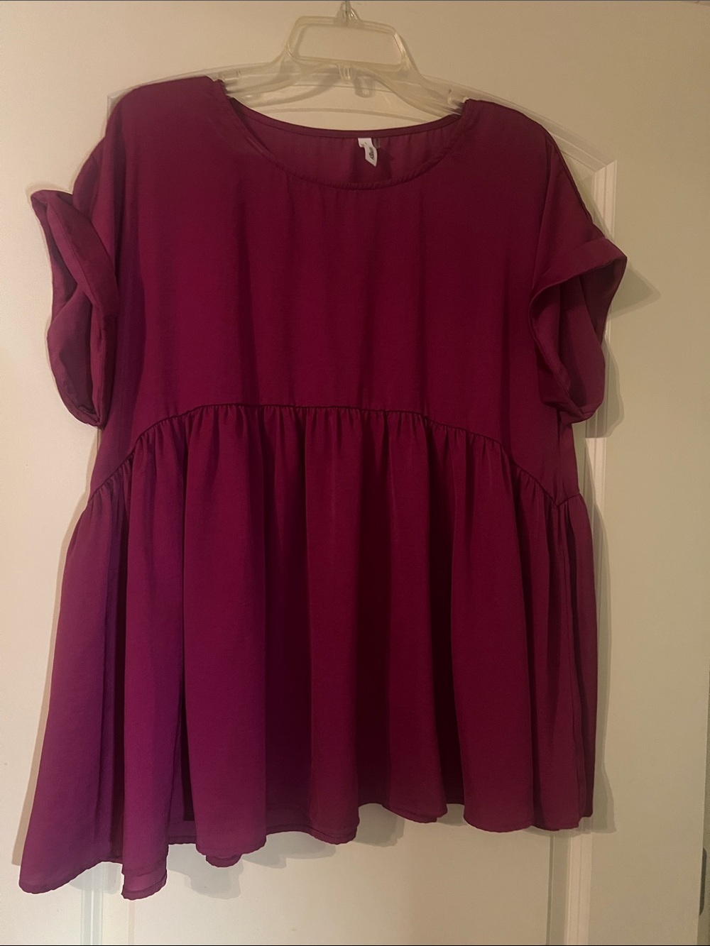 glam Magenta Peplum Tunic Top